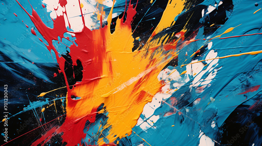 Poster a symphony of abstract brushstrokes in bold and vibrant colors, creating a lively and artistic wallp