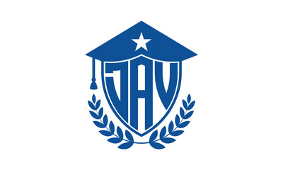 DAV three letter iconic academic logo design vector template. monogram, abstract, school, college, university, graduation cap symbol logo, shield, model, institute, educational, coaching canter, tech