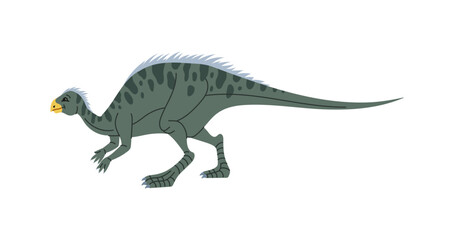 Dino with tail and limbs, isolated icon of dinosaur personage. Vector Extinct animal from prehistoric times, monster predator character