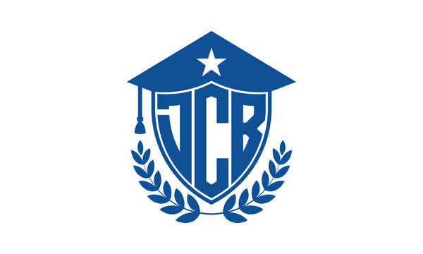 DCB three letter iconic academic logo design vector template. monogram, abstract, school, college, university, graduation cap symbol logo, shield, model, institute, educational, coaching canter, tech