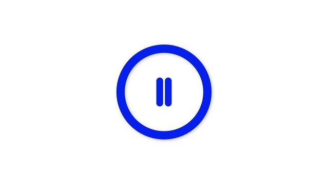Animated blue play button icon with a circular border on a white background.