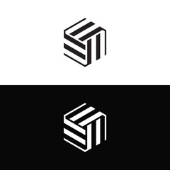 Abstract Sunset Logo. Geometric Lines Half of Sun with Colors and Black White Style isolated on Double Background. Flat Vector Logo Design Template Element for Nature and Vacation Logos.