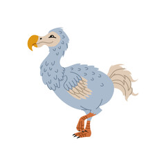 Avian prehistory animal, isolated dinosaur bird. Vector dino character with beak and plumage. Extinct species from Jurrasic period