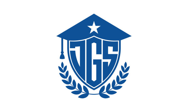 DGS three letter iconic academic logo design vector template. monogram, abstract, school, college, university, graduation cap symbol logo, shield, model, institute, educational, coaching canter, tech