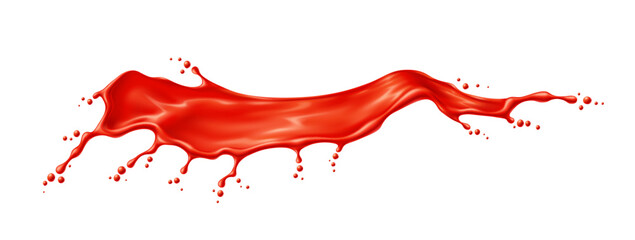 Red wave of tomato juice or ketchup sauce splash. Fresh tomato juice, juicy beverage or ketchup sauce flow realistic vector fizz. Red paint splay 3d drip or isolated whirl ripples