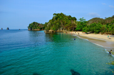 Beautiful Beach with white sand and clear skyline in Malang