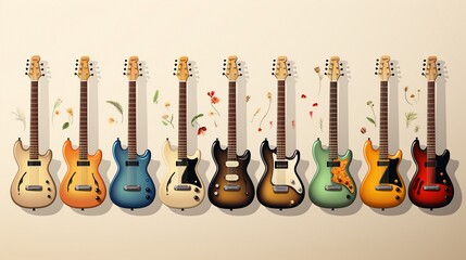 Fototapeta premium Guitar set collection graphic clipart design.