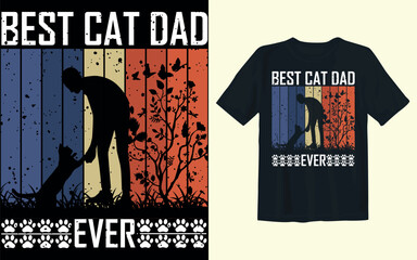Premium Pet Tshirt Design, Vector Pet lover, cat, dog, father illustration.