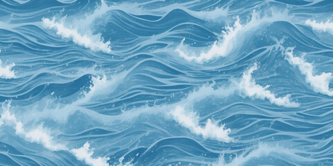 Vector ocean wave line blue and white background. Ocean sea art with natural template. Seamless soft blue ocean pattern wave water background.