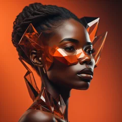 weibliches afrikanisches Model mit roter Maske © Criz