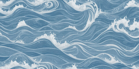 Fototapeta na wymiar Abstract vector ocean wave soft blue and white background. Seamless pattern with blue waves.