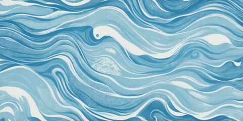 Fototapeta na wymiar Vector ocean wave line blue and white background. Ocean sea art with natural template. Seamless soft blue ocean pattern wave water background.