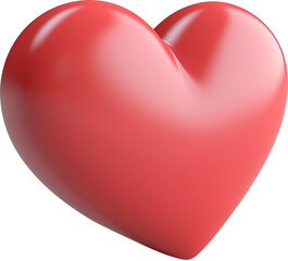 Red heart in 3d style isolated on transparent background. PNG