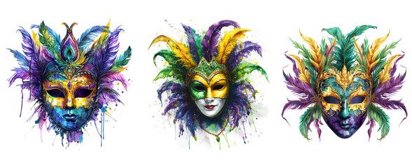 Mardi gras mask. Purple, Green and Gold carnival mask - obrazy, fototapety, plakaty