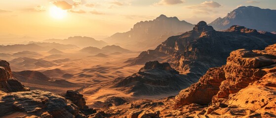 Rocky Mountains in Al Ula Desert at Sunset