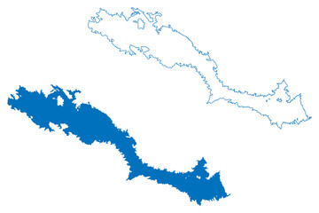 Lake Arenal (Republic of Costa Rica) map vector illustration, scribble sketch Lago Arenal, Presa Sangregado Dam map..