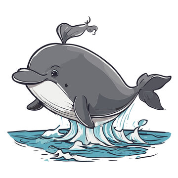 Whale cartoon character vector image. Illustration of cute fish animal on the white background