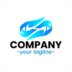 Sea waves logo set tidal waves ocean storm wavy river vector image company logo symbolizing water waves