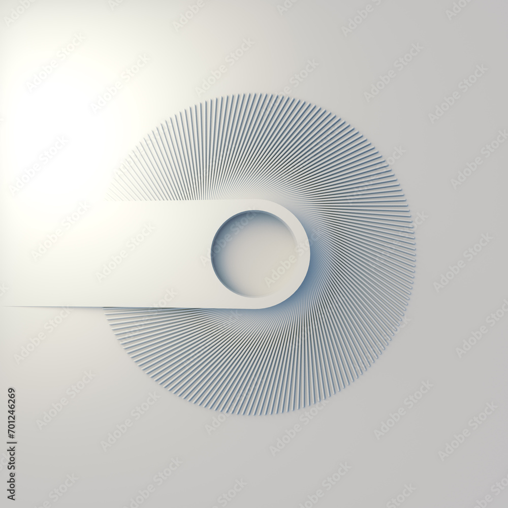 Poster abstract geometric 3d rendering digital illustration in white color