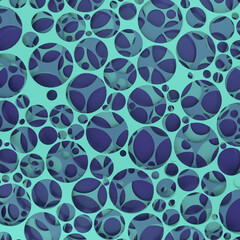 Bright and colorful pattern of blue and purple areas with multiple holes. 3d rendering digital illustration