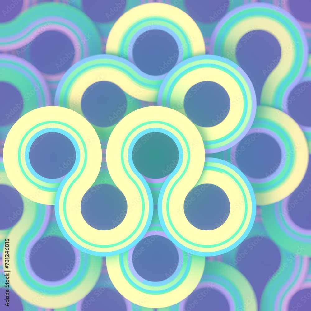 Poster A bright and colorful design with a repeating pattern of circular shapes. 3d rendering digital illustration