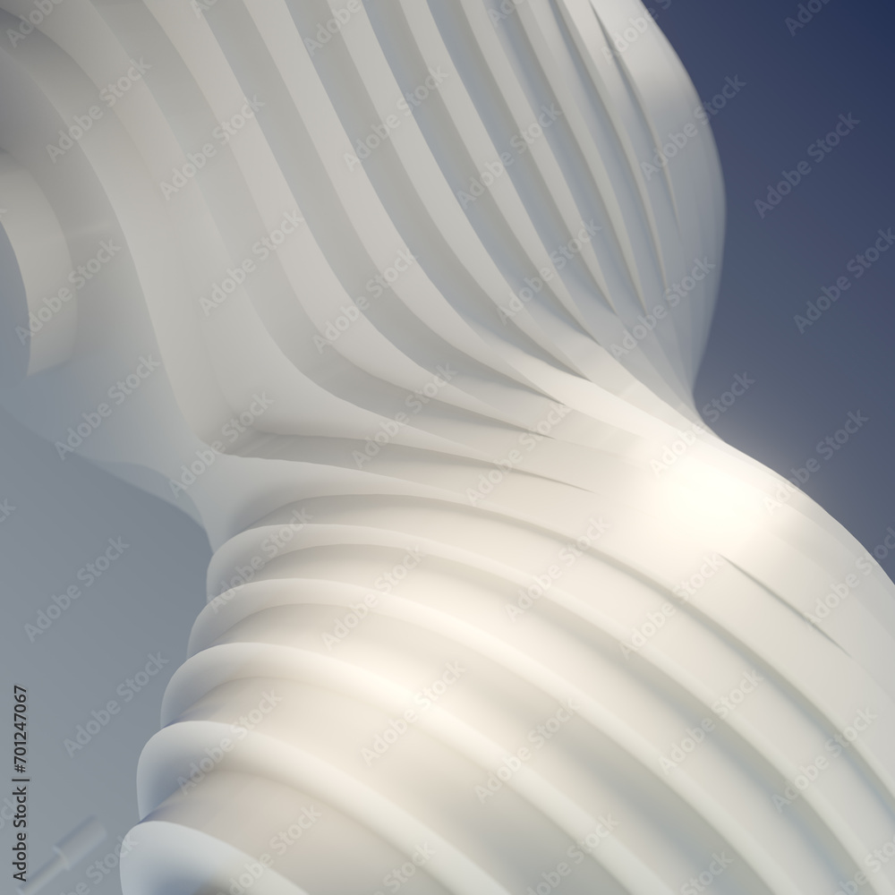 Aufkleber Abstract white shape with curved and twisted design. Modern abstract style. 3d rendering digital illustration