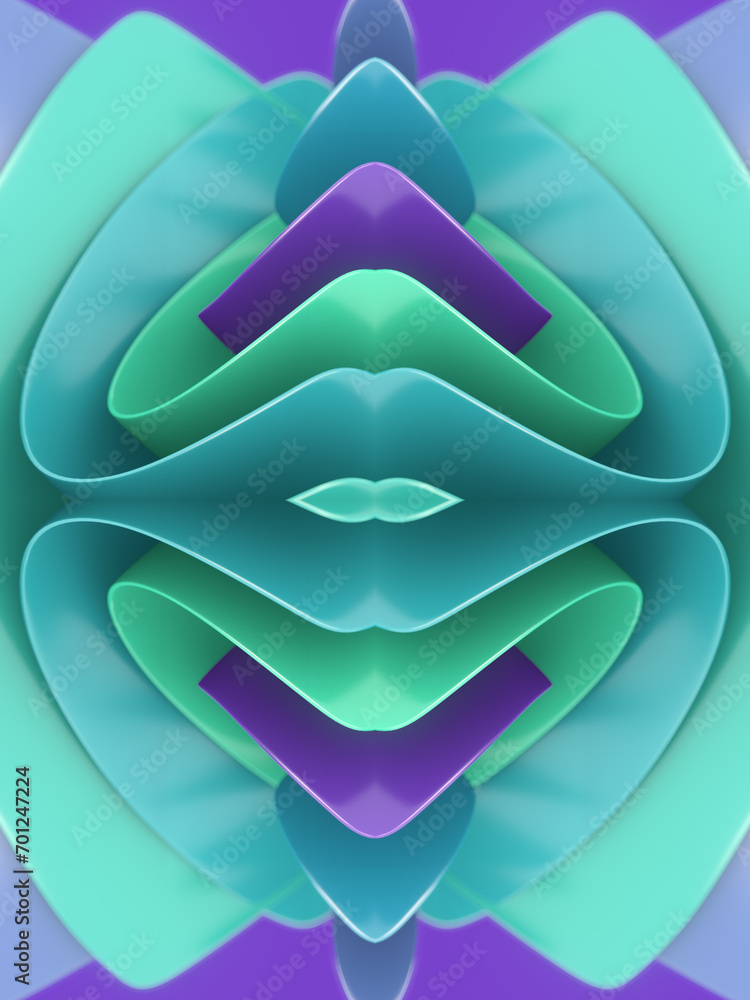 Leinwandbilder Abstract pattern of multiple overlapping shapes. 3d rendering digital illustration