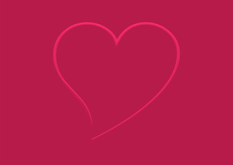 rotes Herz im 3D Design vor einem weinrotem Hintergrund