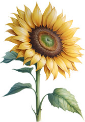 Watercolor painting of Sunflower. 