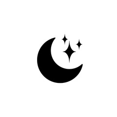 black moon and stars icon isolated on white and transparent background