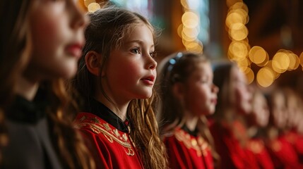 Fototapeta premium Children's Choir Singing in Christmas Service