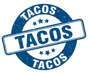 tacos stamp. tacos label. round grunge sign