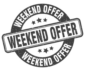 weekend offer stamp. weekend offer label. round grunge sign