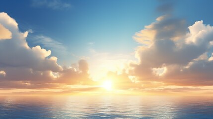 Obraz premium Blue sea and sun, at sunset, at sunrise, clear weather