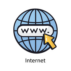 Internet vector Filled outline doodle Design illustration. Symbol on White background EPS 10 File 