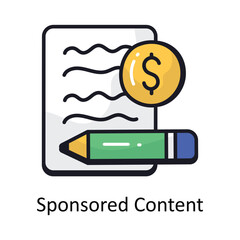 Sponsored content vector Filled outline doodle Design illustration. Symbol on White background EPS 10 File 