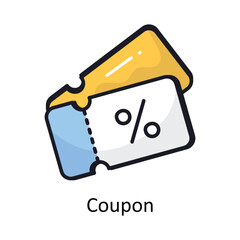 Coupon vector Filled outline doodle Design illustration. Symbol on White background EPS 10 File 