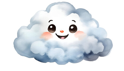 White cute cartoon cloud.