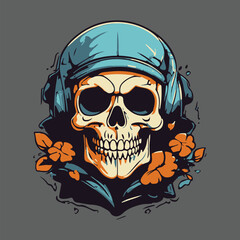 Skull t-shirt design, vintage, retro style, symbol, ready to print. vector illustration