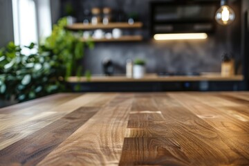 Empty counter table top for product display in modern kitchen interior