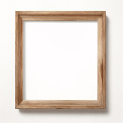 Fotomodell mit Holzrahmen an der Wand. Modell eines Bilderrahmens aus Holz. Horizontaler Rand mit Schatten. Leerer Fotorahmen A4 an der Hintergrundwand. Rand für Designdrucke, Poster und Gemälde. Vekt