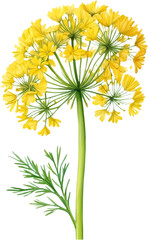 Watercolor painting of Dill flower.
