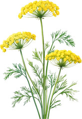 Watercolor painting of Dill flower.
