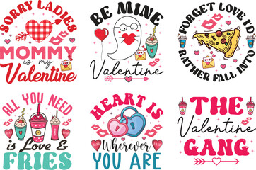 Naklejka premium Valentine's Day SVG Typography Bundle T-shirt design.