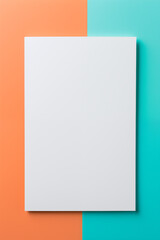 Blank white sheet of paper on a colorful child's desk for drawing, coloring, homework or painting mock up background. Generative Ai.