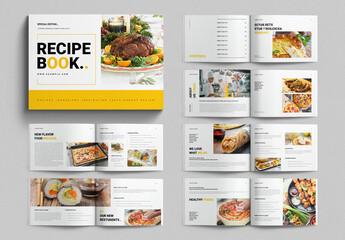 Recipe Book Template Cookbook Brochure Design Layout Landscape