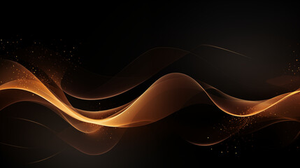 Abstract background for presentation. Black and golden waves and lines.