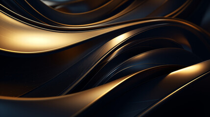Abstract background for presentation. Black and golden waves and lines.