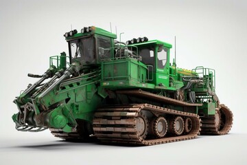 3D model of waste management heavy machinery isolated on white background. Generative AI