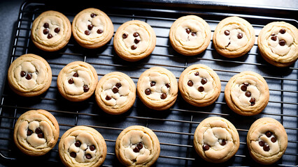 Freshly baked homemade cookies on a cooling rack